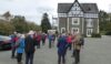 Lunch over, the walkers prepare for the Torrent Walk