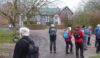Walkers admire the temporary roof on Haslington Hall