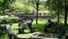 Lunch round the firepit at Gradbach Mill