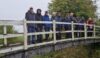 The walkers have left the canal towpath for the first time