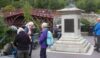 Lunch on the seats around the war memorial