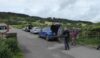 The walkers had to park on the dam itself