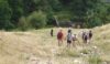 Walking down Gypsy bank for lunch and the river crossing
