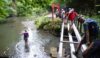 Lesley enjoys a paddle while the rest risk life and limb